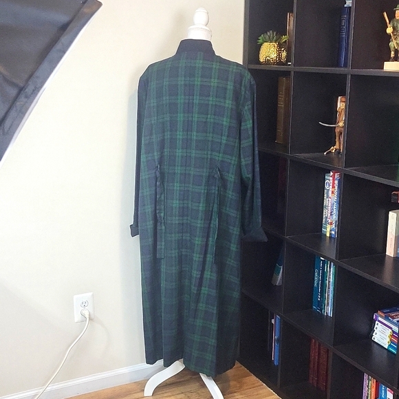 Vtg 90s APPLESEED'S Green Blue Plaid Long Sleeve Button Front Praire Dress - 26W - Picture 5 of 12